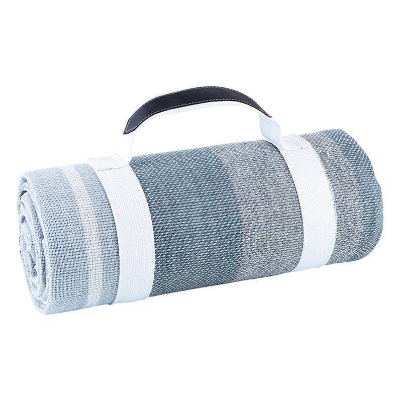 Face to Face Picnic Blanket - Grey + White + Blue