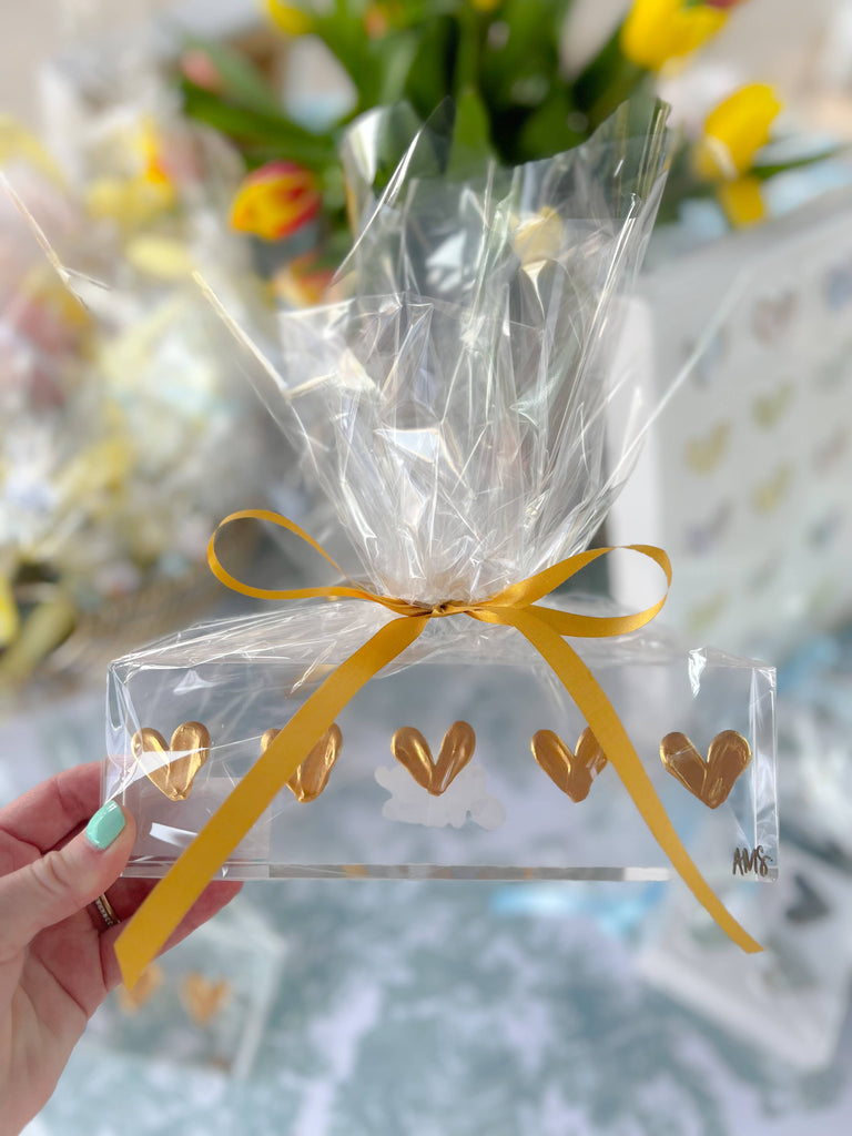 Glass - 8x3 inch Gold Hearts