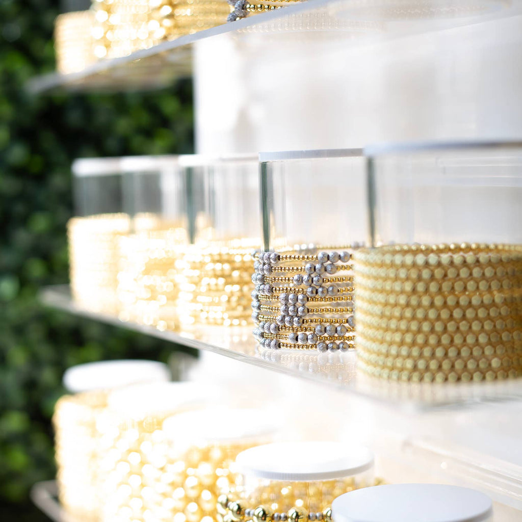 Gold Beaded Bracelet Collection Pack with Display: Trio Textured