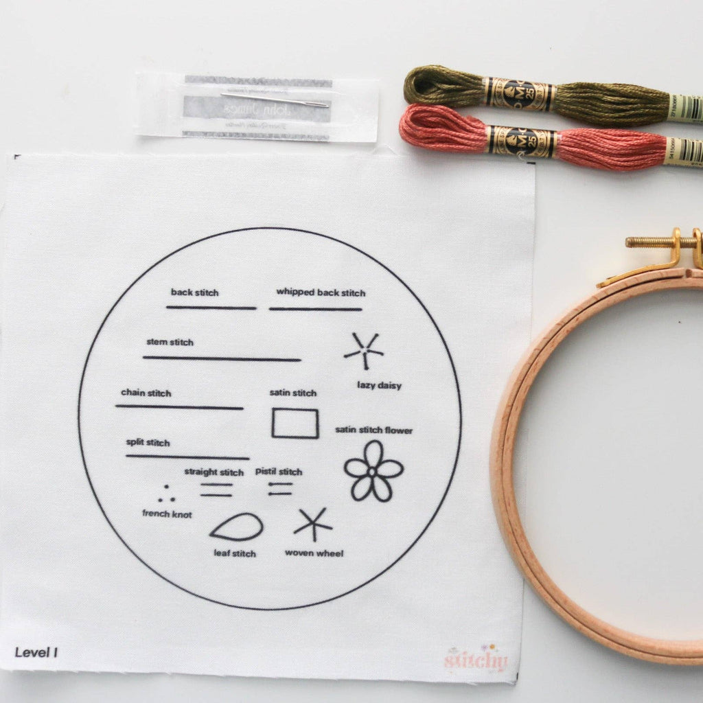 Embroidery Stitch Sampler Kit - Level 1 - Beginner