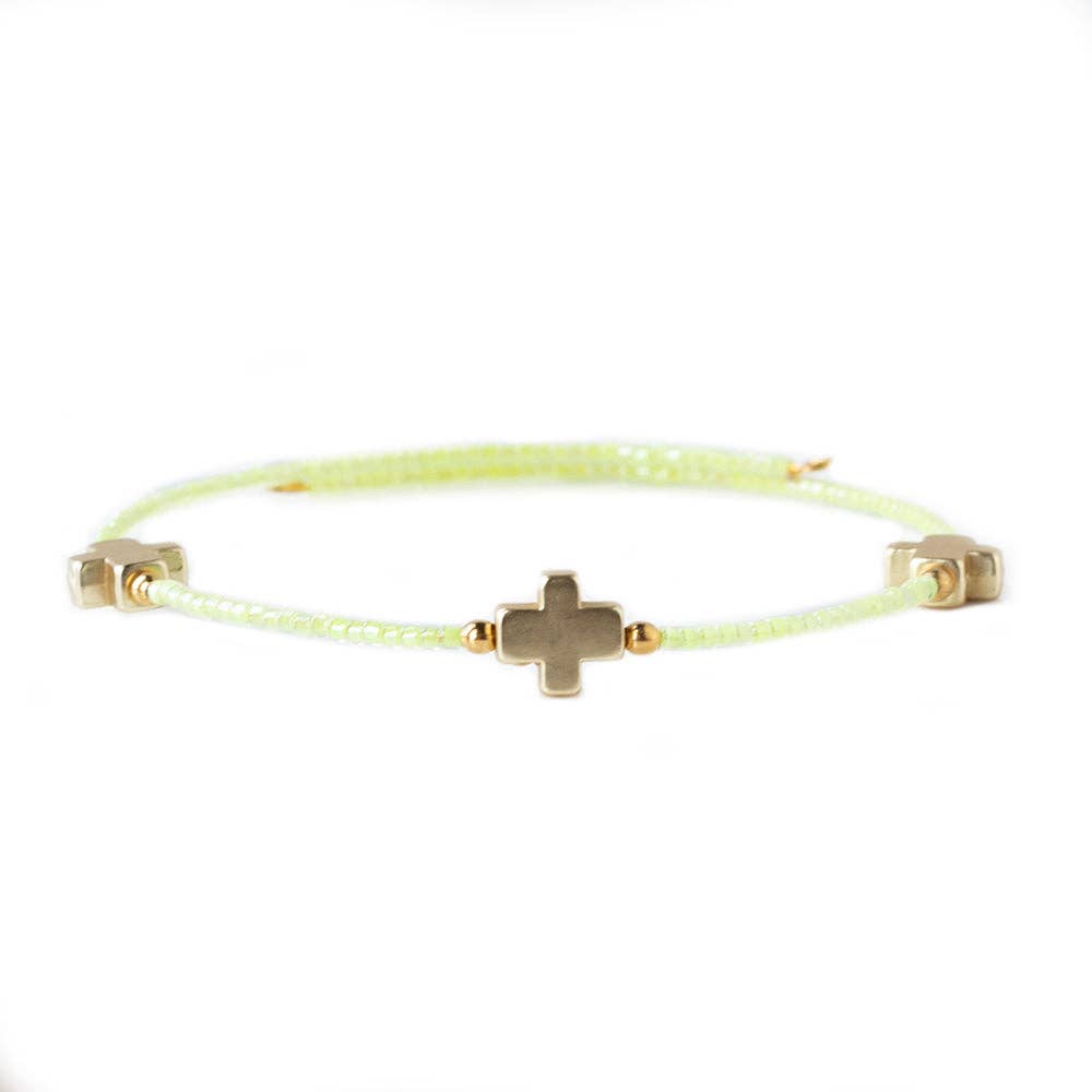 Faithful Cross Bangle-Lime, Cross Bracelet | Christian