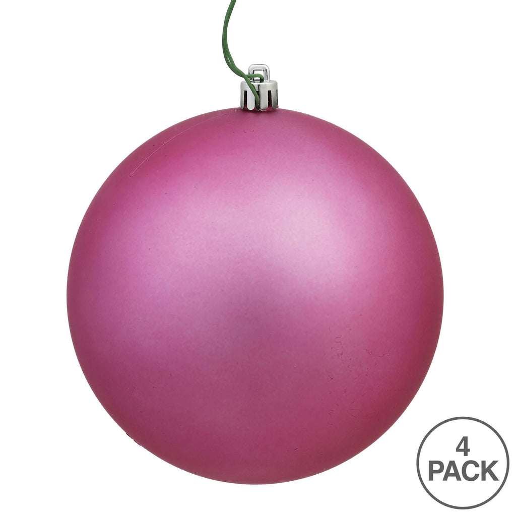 Vickerman 4.75" Mauve Matte Ball Ornament, 4 per Bag: Mauve / Plastic / 4.75"