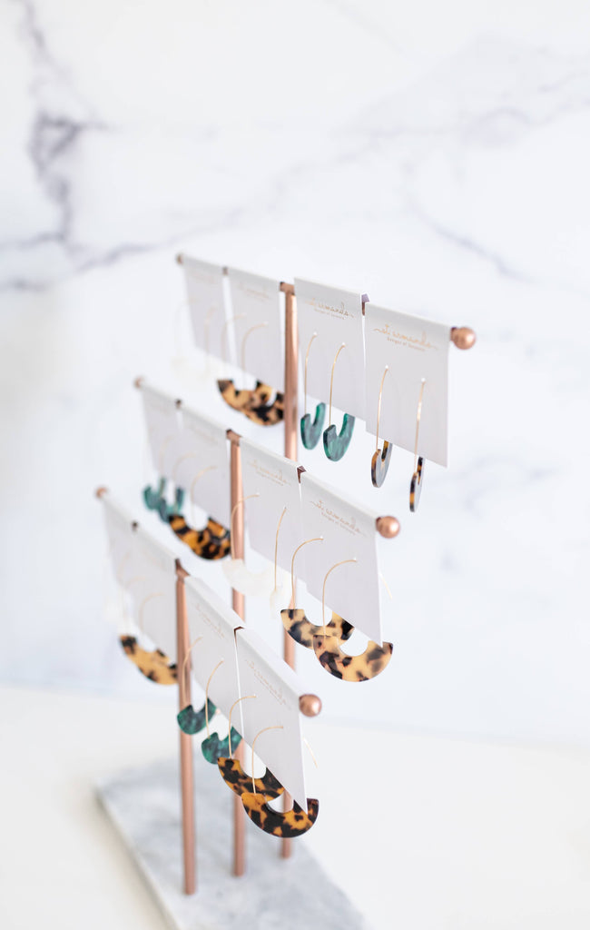 White Tortoise Statement Threader Earrings