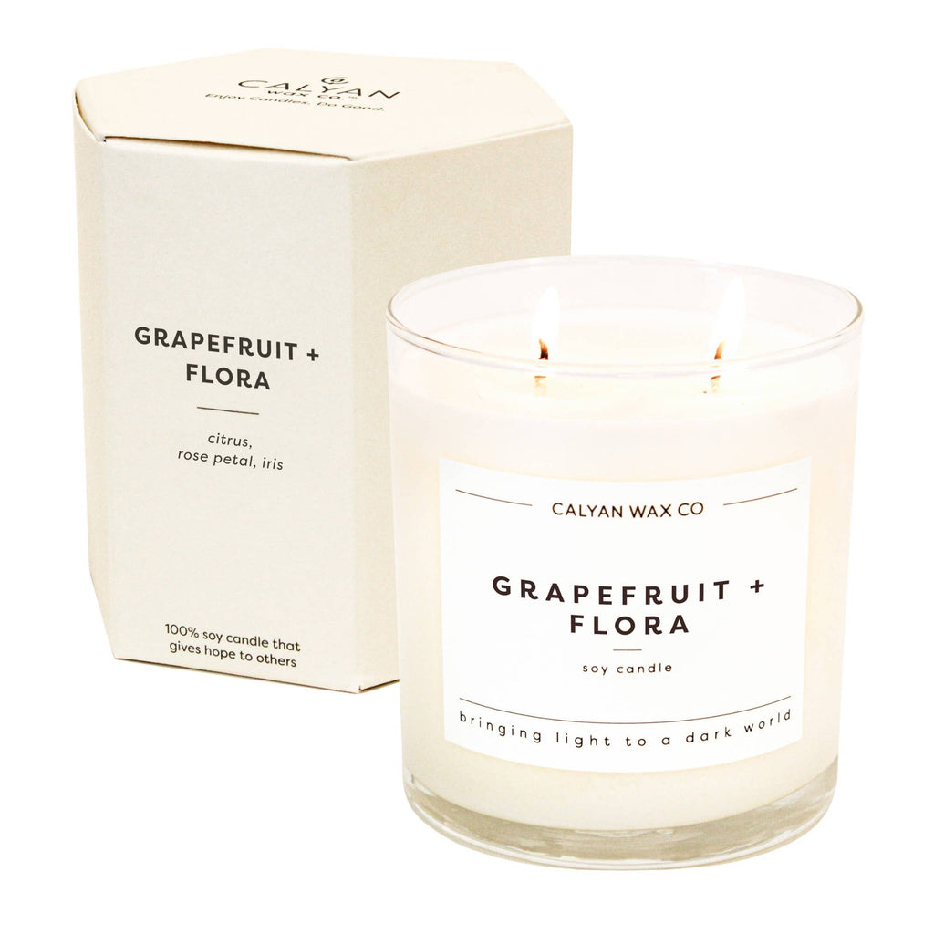 Grapefruit + Flora Glass Tumbler Soy Candle