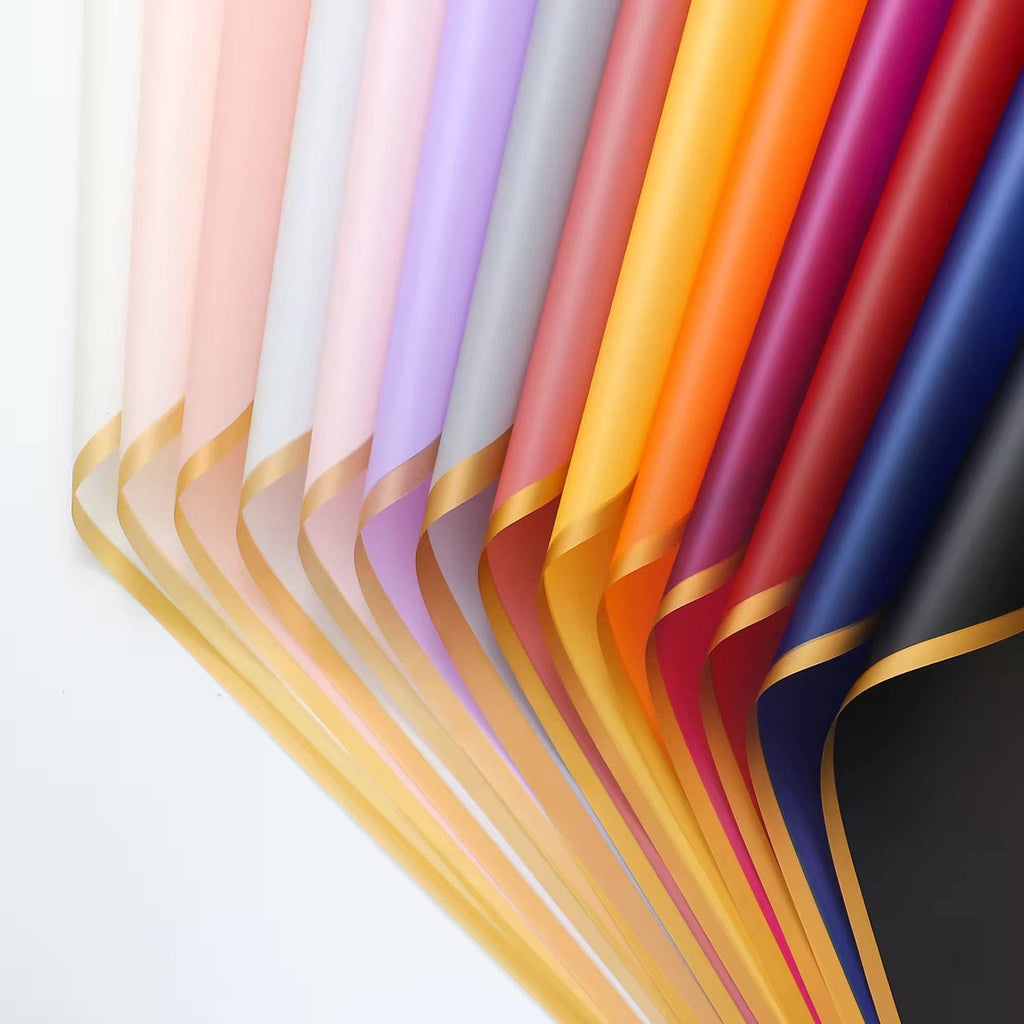 Matte Gold Line Flower Wrapping Paper (20pcs/bag): 6 - Opink