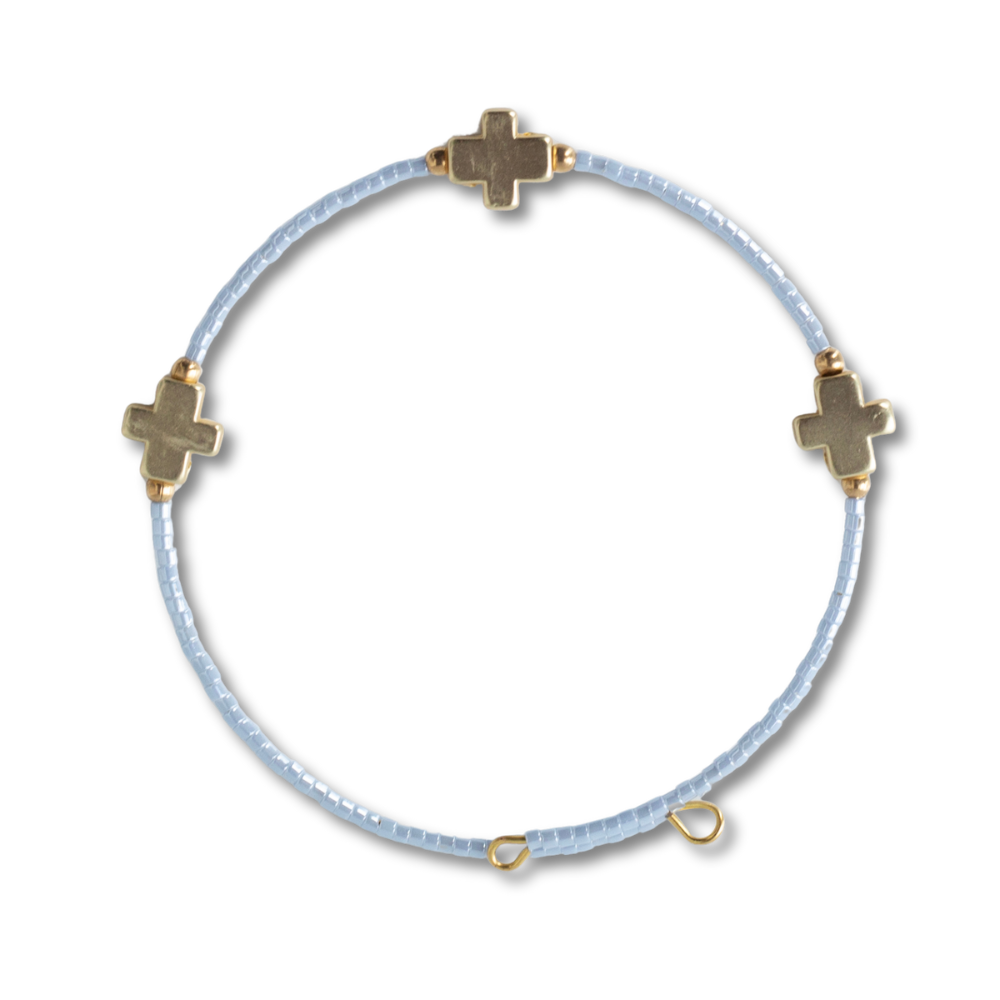 Faithful Cross Bangle-Sky Blue, Cross Bracelet | Christian