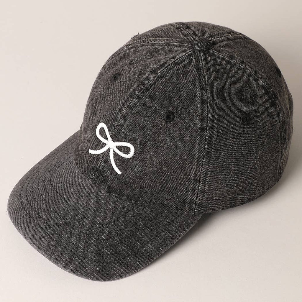 Trendy Bow Image Embroidered Denim Baseball Cap: DARK BLUE / ONE SIZE