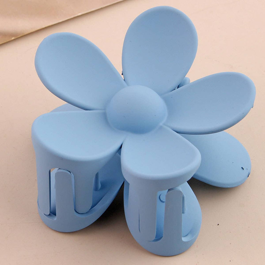 Matte Floral Hair Claw Clip Light Blue