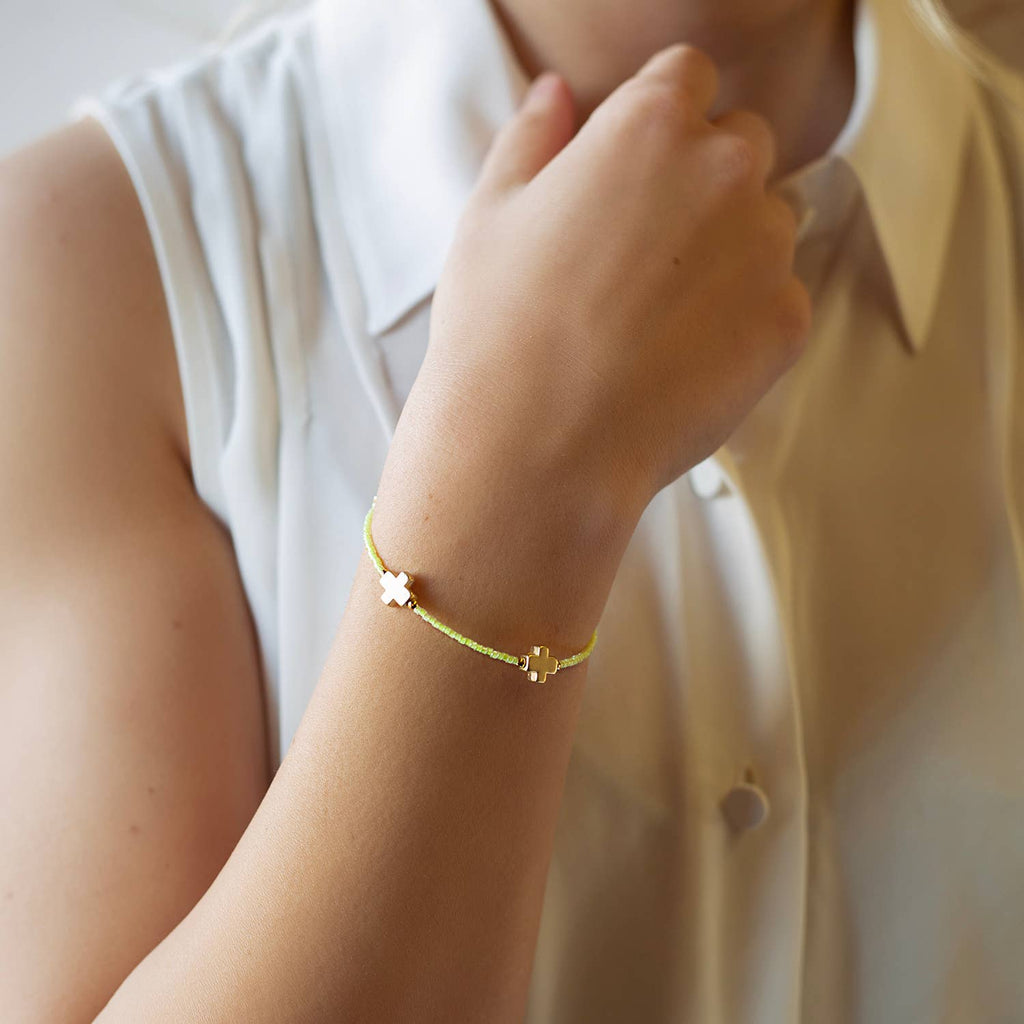 Faithful Cross Bangle-Lime, Cross Bracelet | Christian