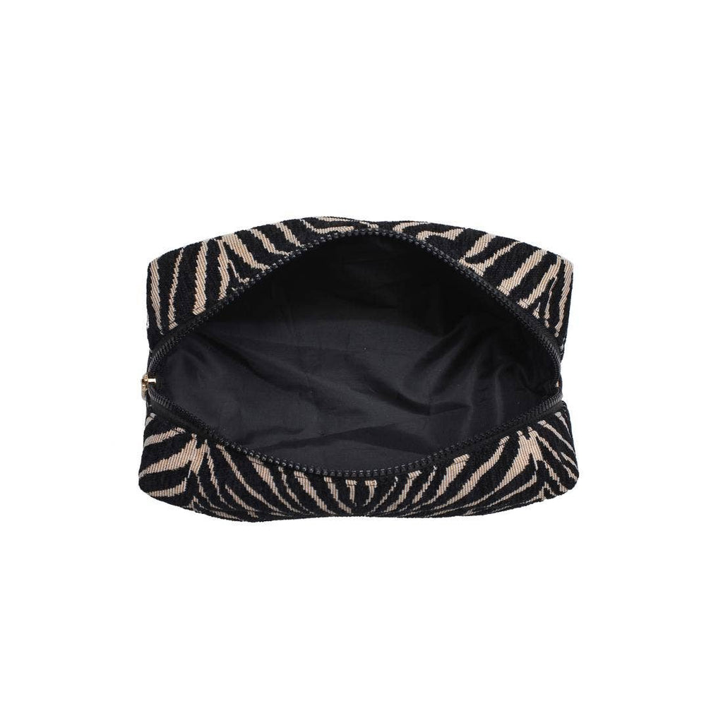 Zebrini Cosmetic Pouch: Natural Black