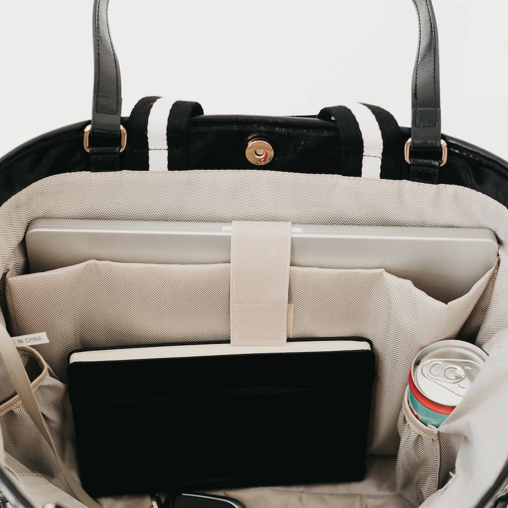 Woven Tiffany Organizer Tote Bag: Brown