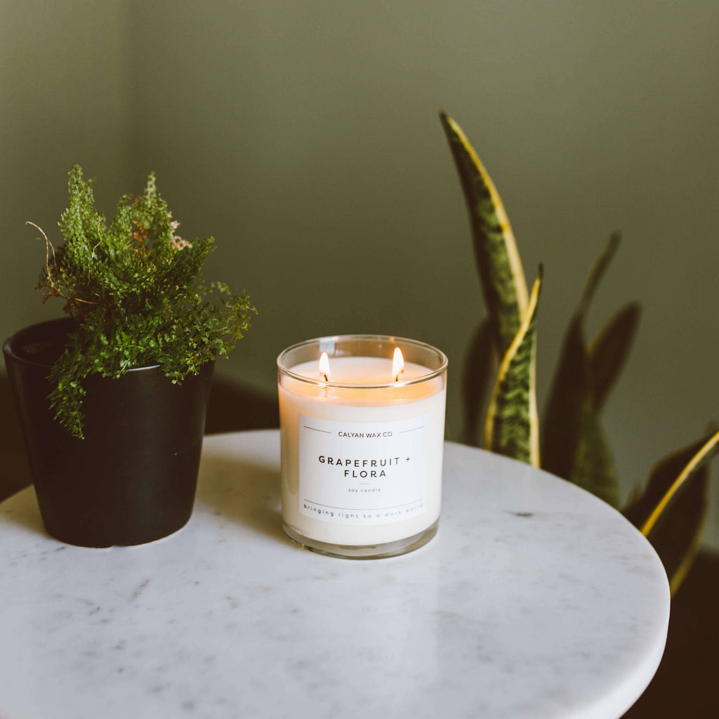 Grapefruit + Flora Glass Tumbler Soy Candle