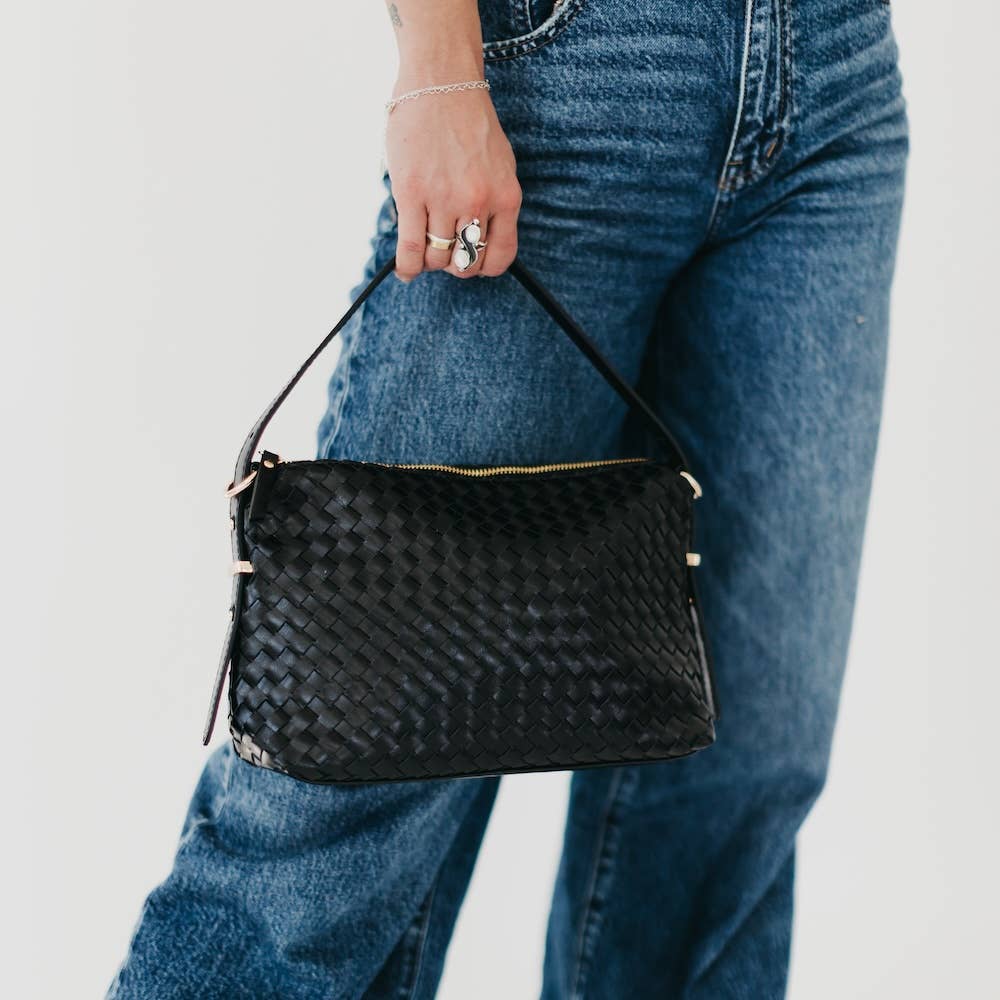 Harper Hobo Woven Shoulder Bag: Cream