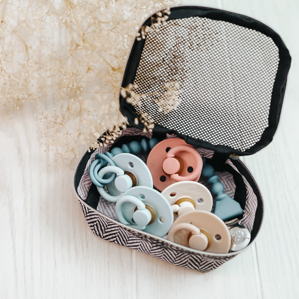 *NEW SIZE* Itzy Soother™ Natural Rubber Paci Sets: Blossom + Rosewood 6-18 M