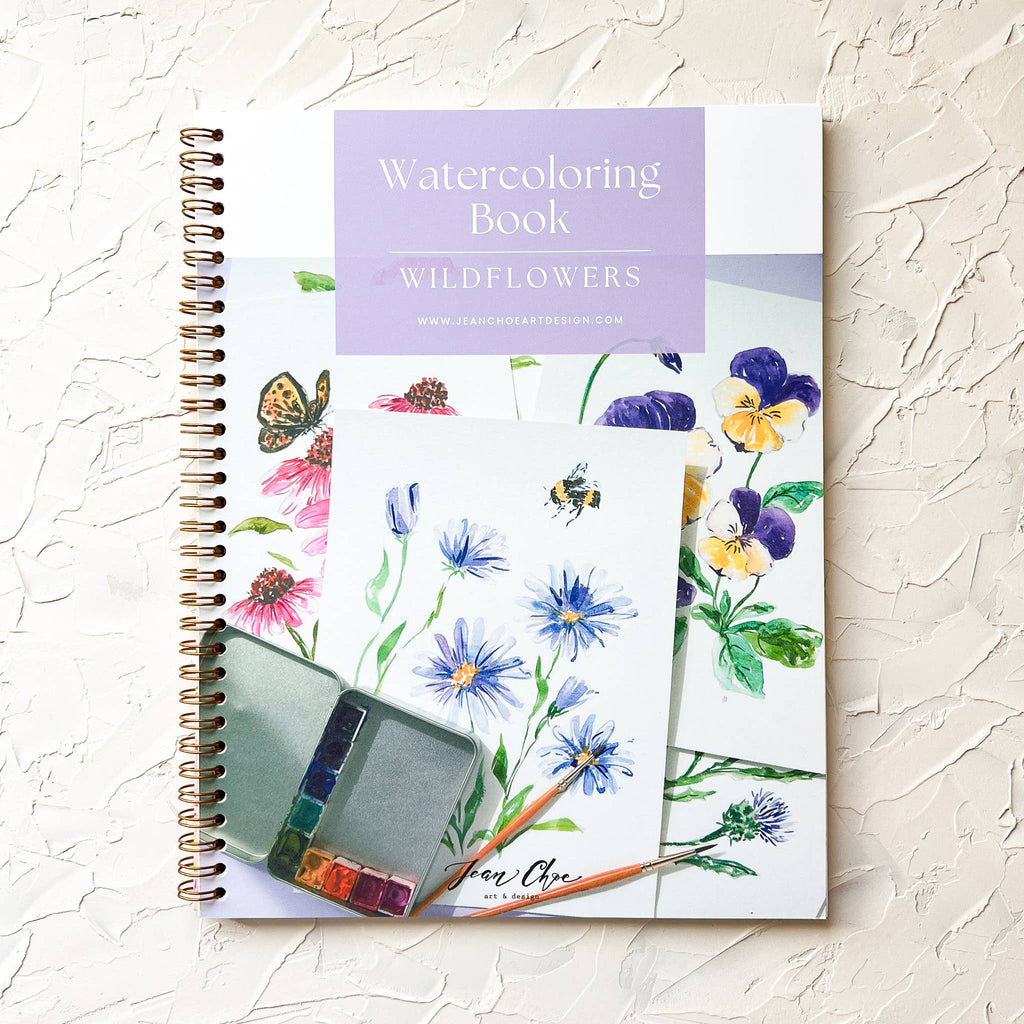 Watercolor Workbook: Outlined Wildflower, Beginner Friendly