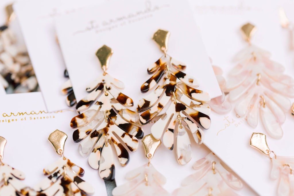 Cocoa Petite Palm Drop Statement Earrings