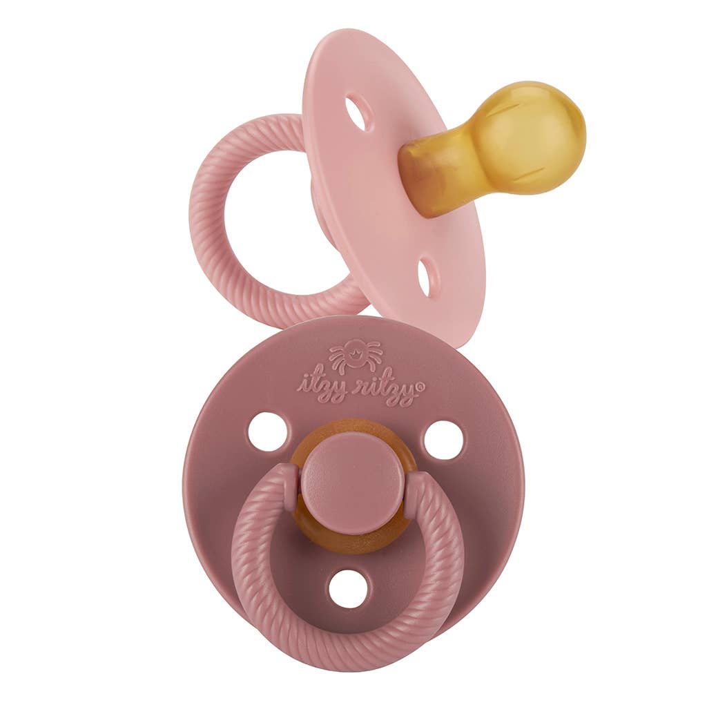 *NEW SIZE* Itzy Soother™ Natural Rubber Paci Sets: Blossom + Rosewood 6-18 M