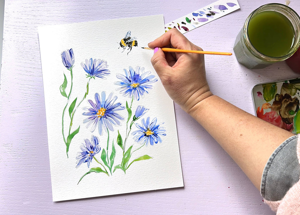 Watercolor Workbook: Outlined Wildflower, Beginner Friendly