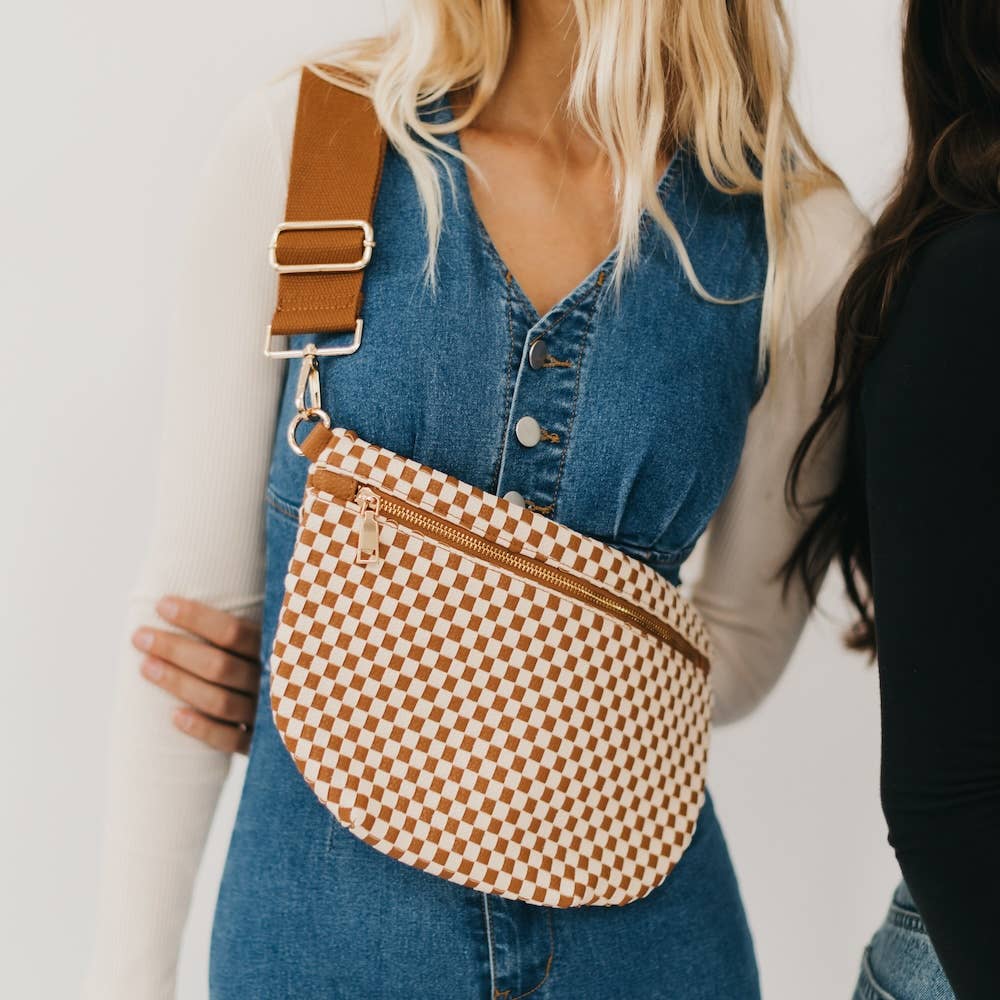 Westlyn Woven Bum Bag *NEW COLORS ADDED*: Checkered Brown