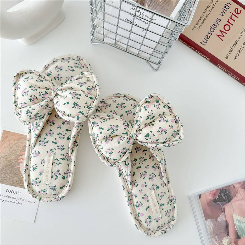 SMALL FLORAL BOW SLIPPERS 8.5