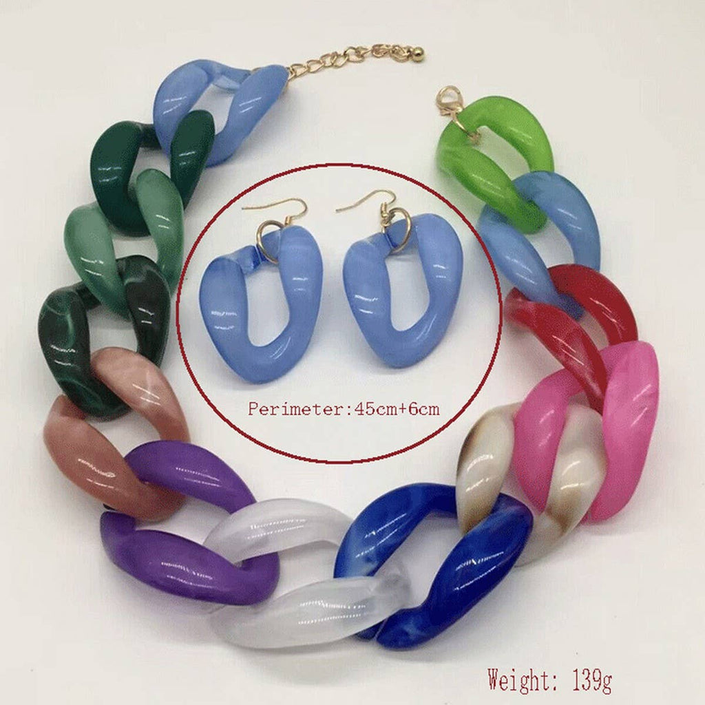 ACRYLIC COLORFUL CHAIN LINK NECKLACE