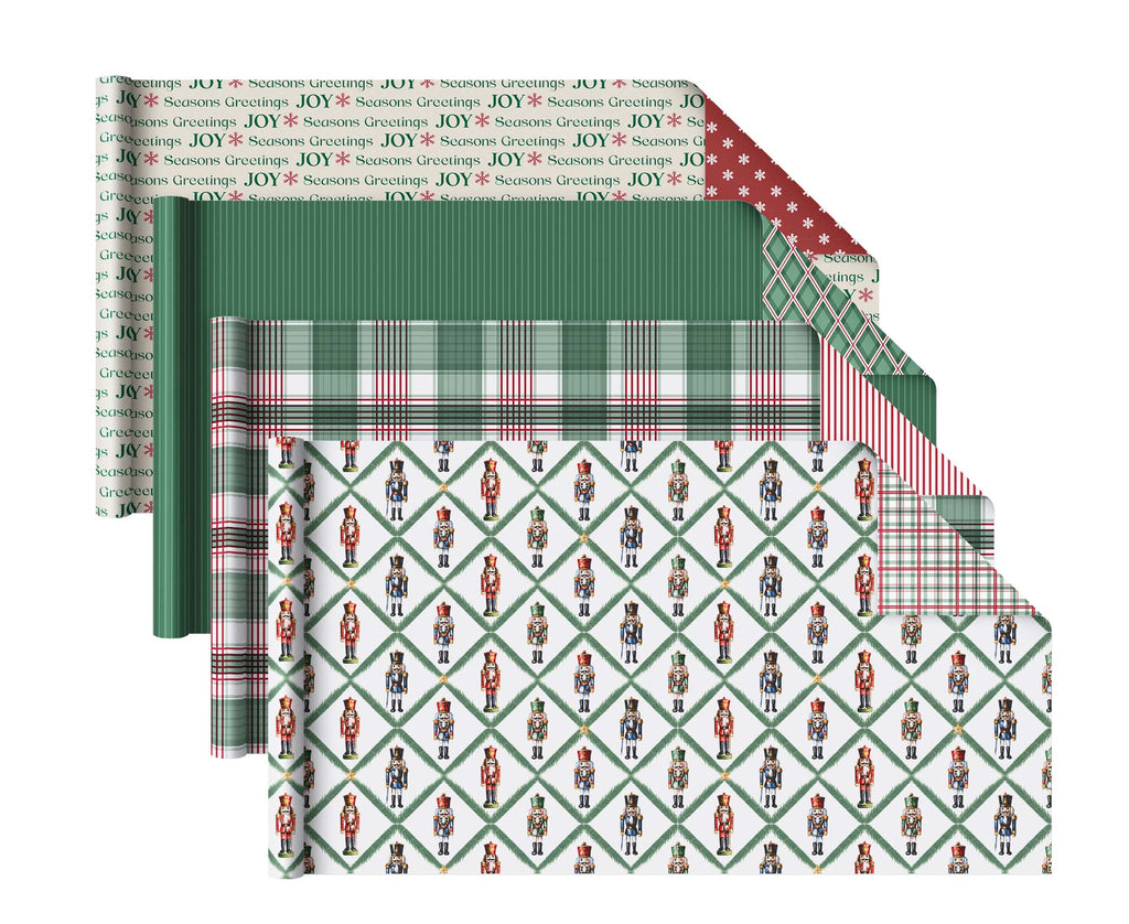 Northfolk Pine Nutcracker Wrapping Paper Bundle 4-pack