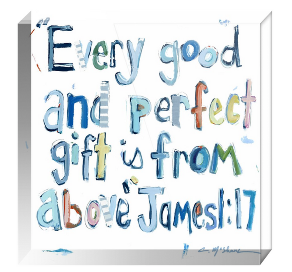 "James 1:17" acrylic shelfie: More blues