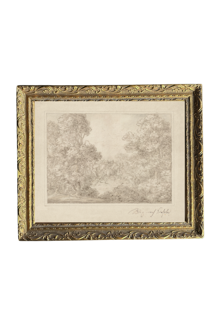 Monteverde Sketch | French Brass Gold Mould Framed Art: 5 x 7