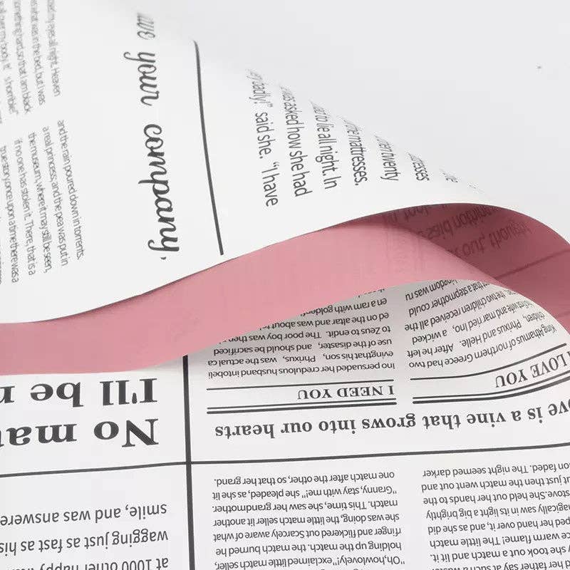 Waterproof Newpapers Double Sided Flower Wrapping Paper (20 sheets/bag): 09 - Light Pink