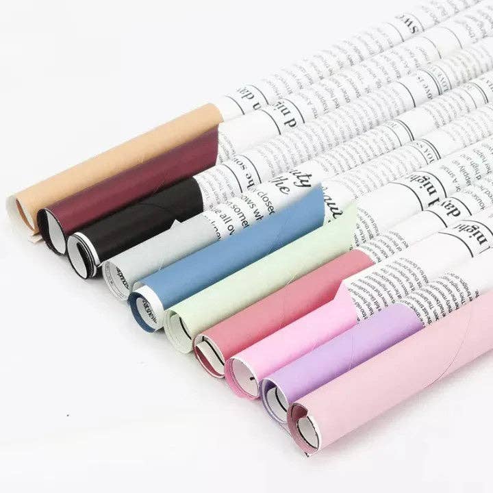Waterproof Newpapers Double Sided Flower Wrapping Paper (20 sheets/bag): 09 - Light Pink