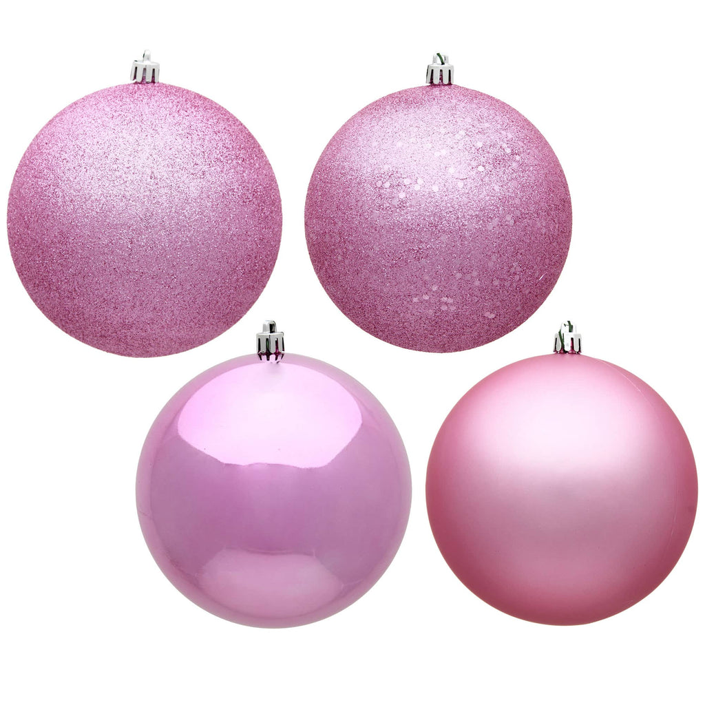 Vickerman 10" Pink Ball 4 Finish Asst 4/Bag: Pink / Plastic / 10"