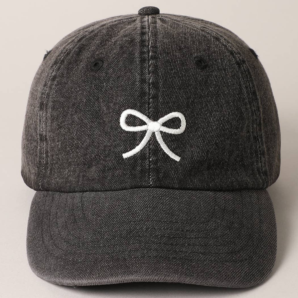 Trendy Bow Image Embroidered Denim Baseball Cap: DARK BLUE / ONE SIZE