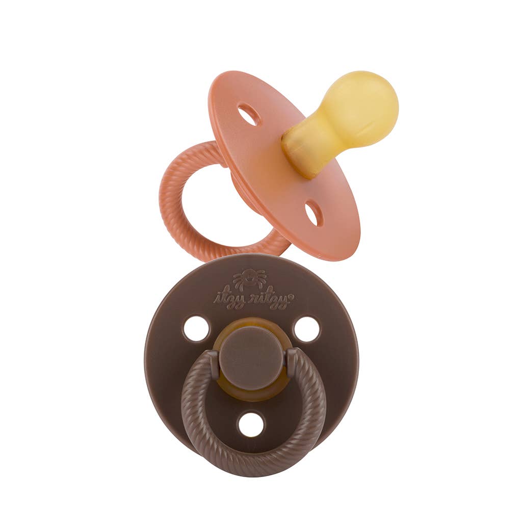 *NEW SIZE* Itzy Soother™ Natural Rubber Paci Sets: Blossom + Rosewood 6-18 M