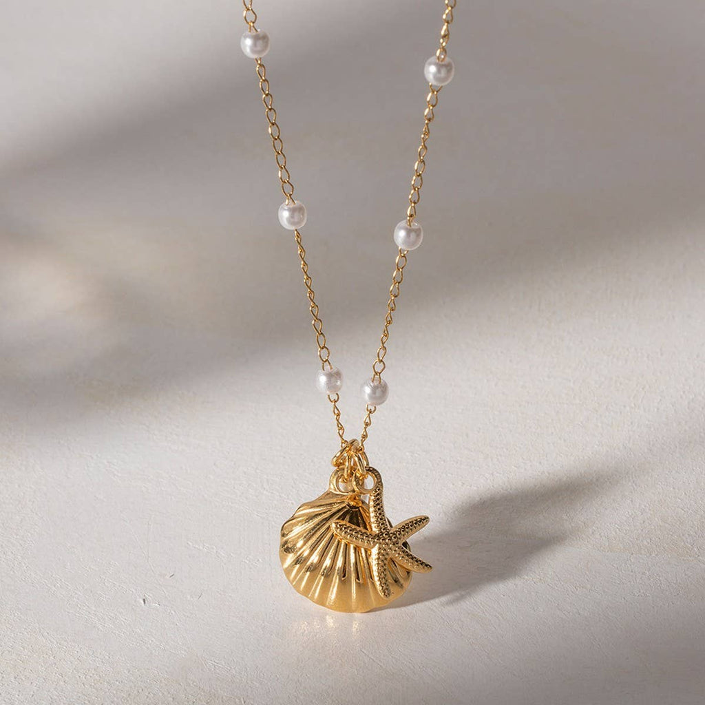 OCEAN SERIES PEARL STARFISH SHELL NECKLACE