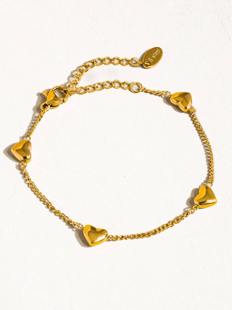 Vivre 18K Gold Non-Tarnish Petite Heart Bracelet, Necklace: Yellow Gold / Necklace