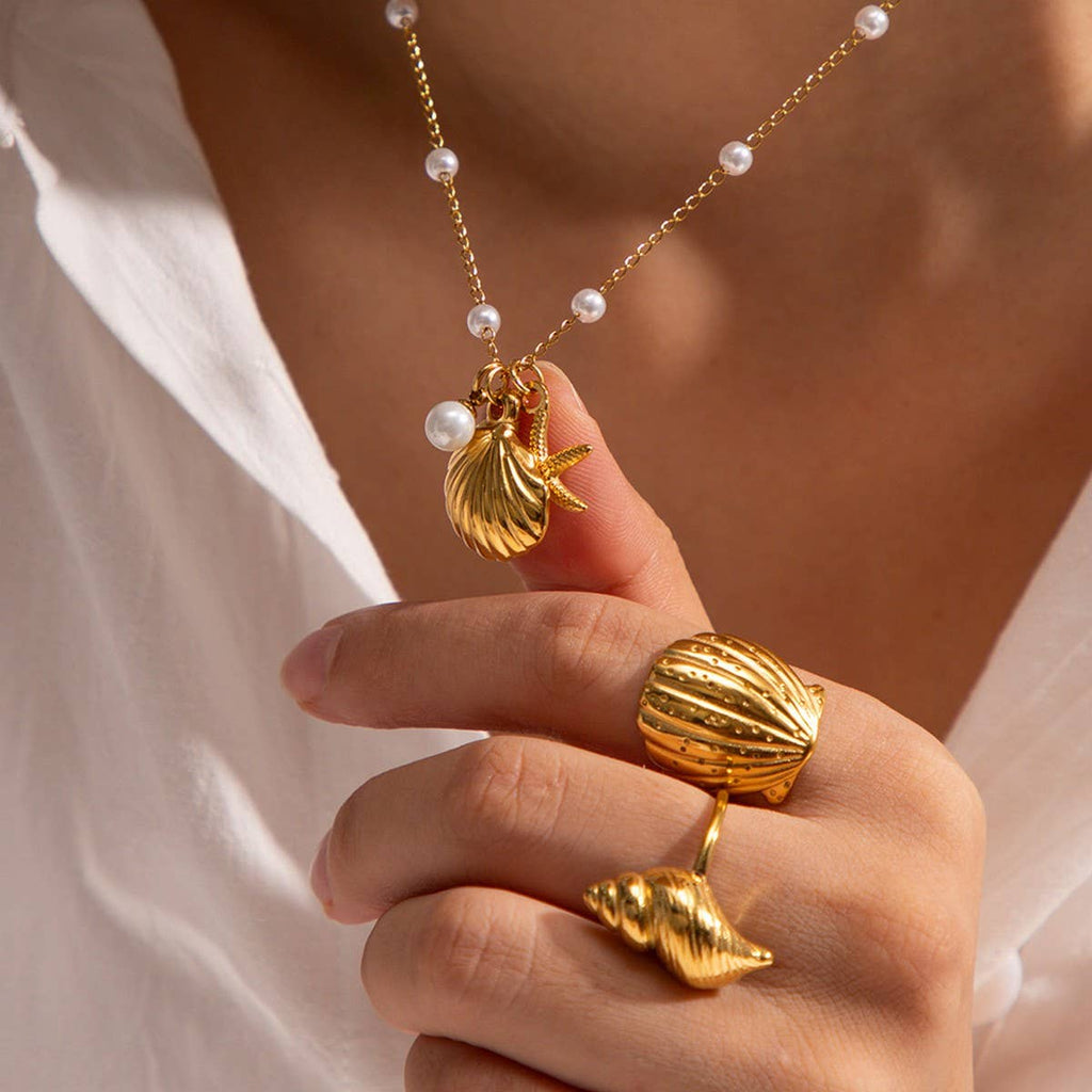 OCEAN SERIES PEARL STARFISH SHELL NECKLACE