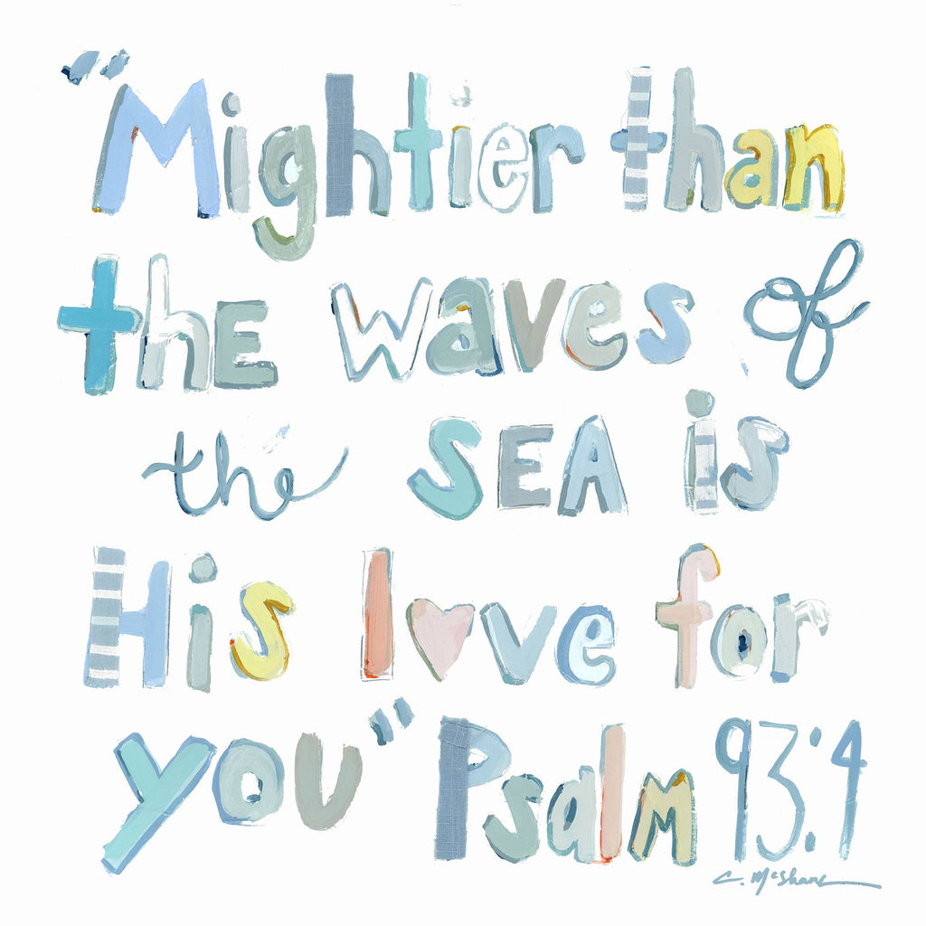 "Psalm 93:4" acrylic shelfie: More blues