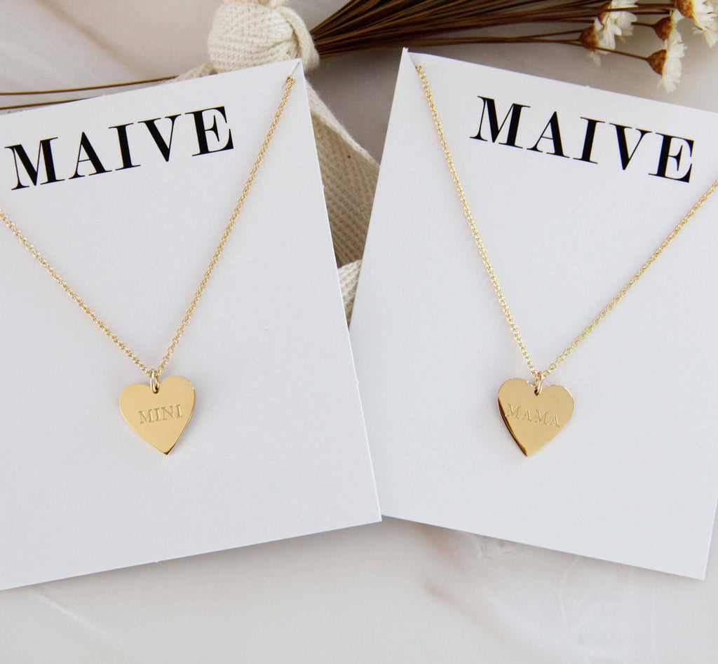 MAMA and MINI Necklace Set Gold