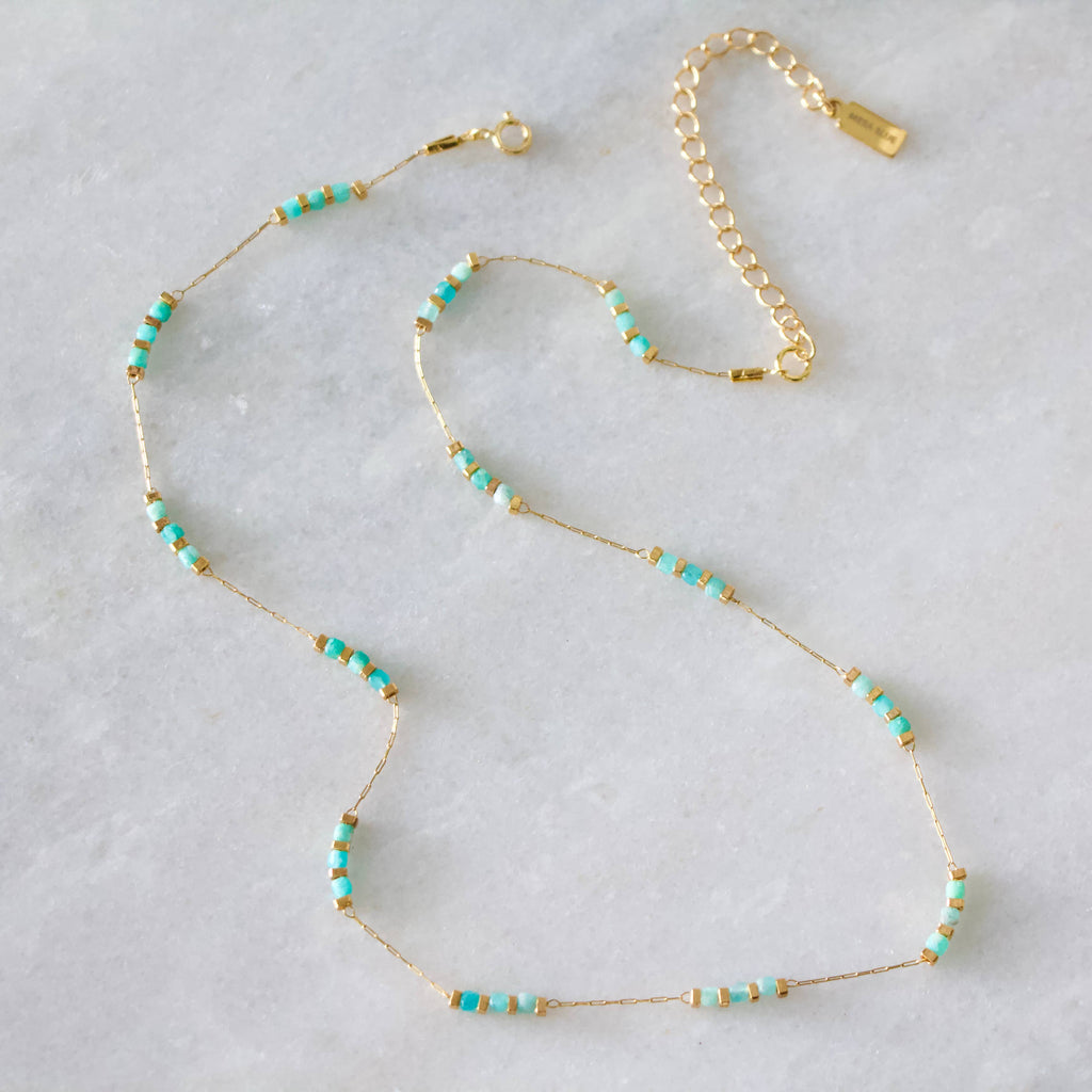 Square Stone Beaded Chain - Apatite, Amazonite, Labradorite,: TOURMALINE