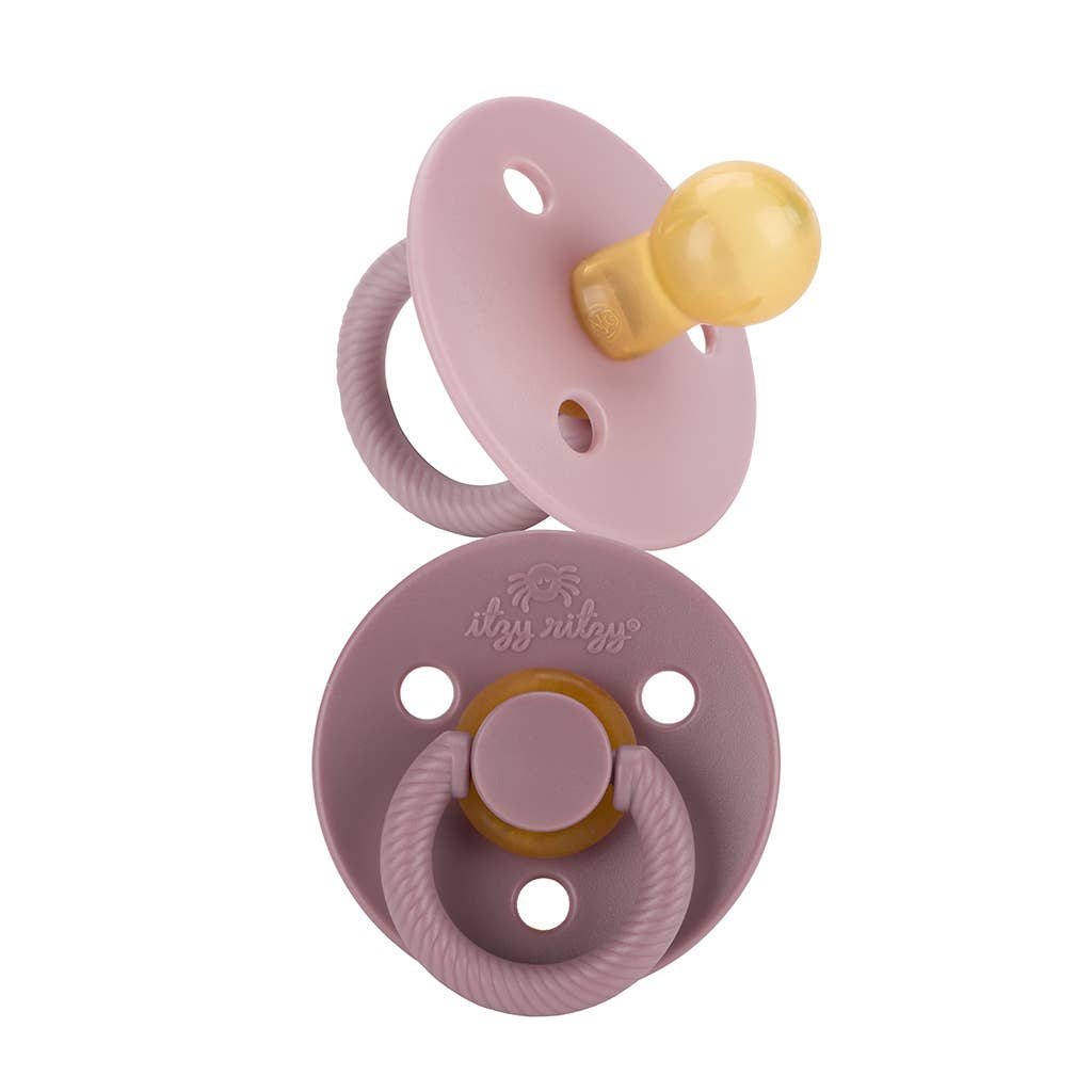 *NEW SIZE* Itzy Soother™ Natural Rubber Paci Sets: Blossom + Rosewood 6-18 M