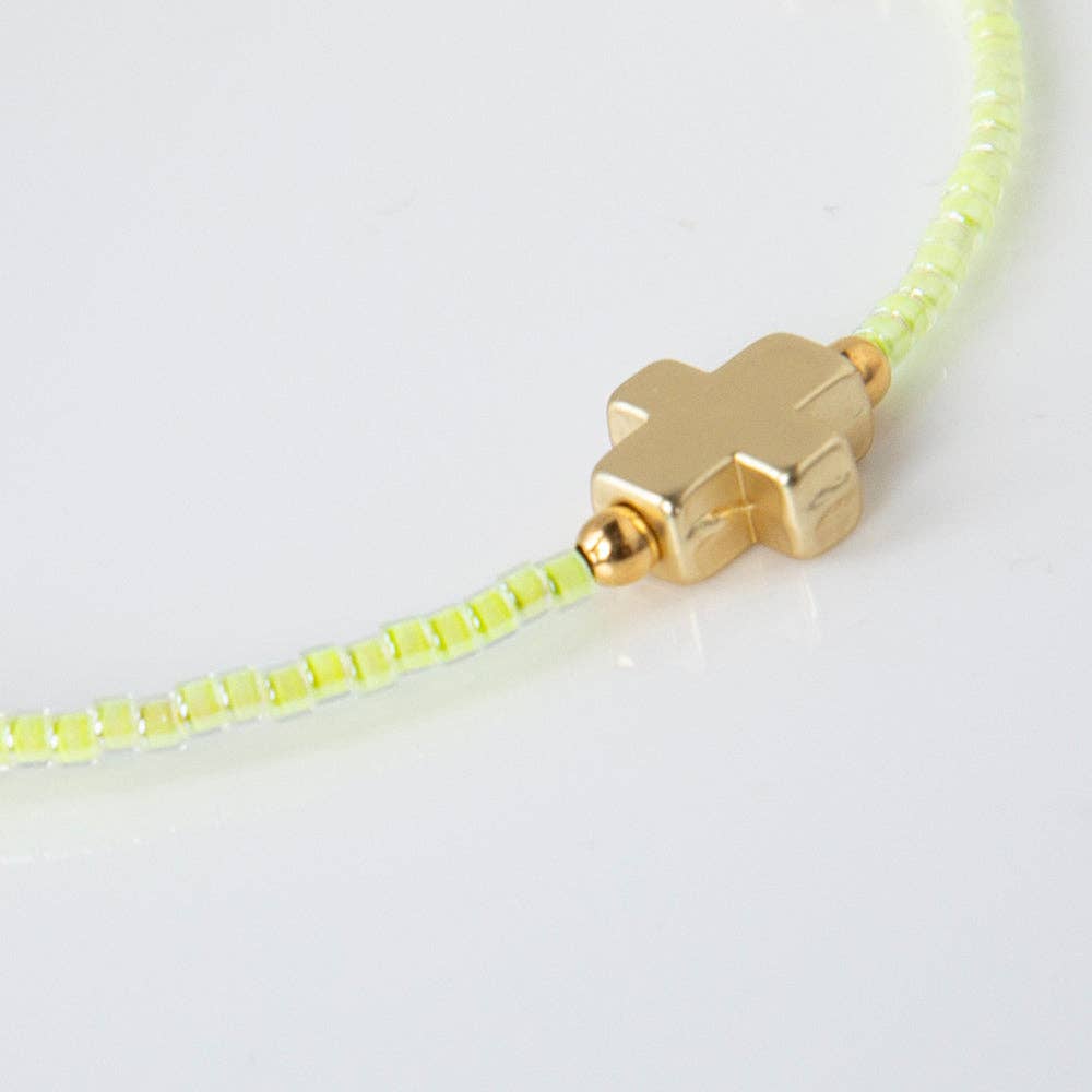 Faithful Cross Bangle-Lime, Cross Bracelet | Christian