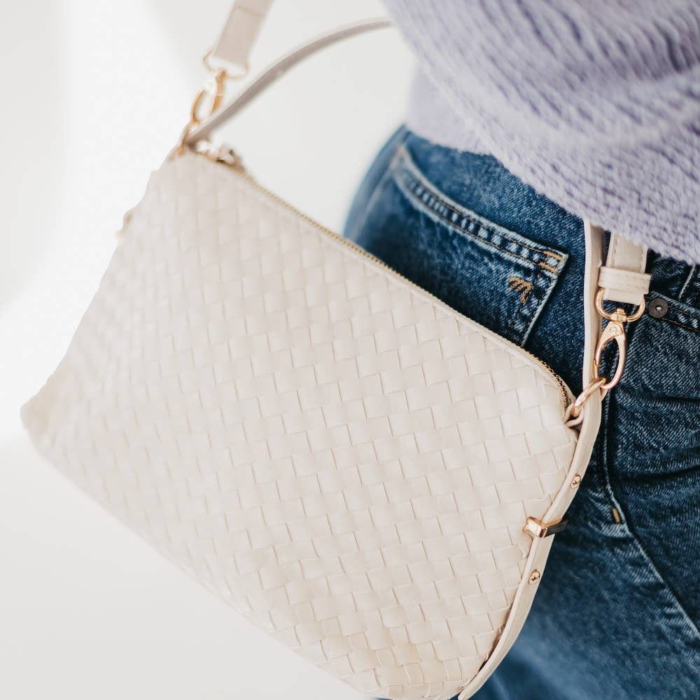 Harper Hobo Woven Shoulder Bag: Cream