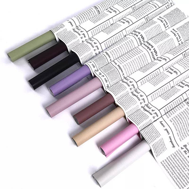 Waterproof Newpapers Double Sided Flower Wrapping Paper (20 sheets/bag): 09 - Light Pink