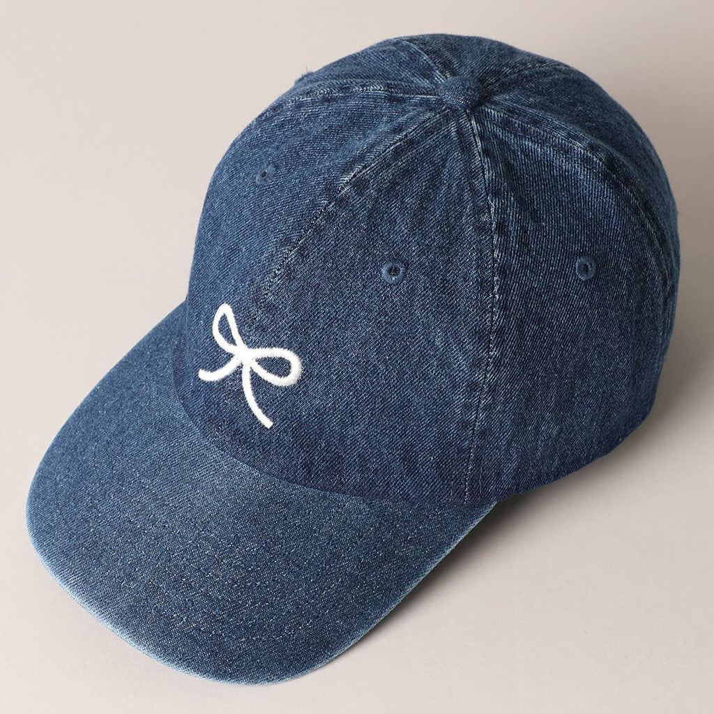 Trendy Bow Image Embroidered Denim Baseball Cap: DARK BLUE / ONE SIZE
