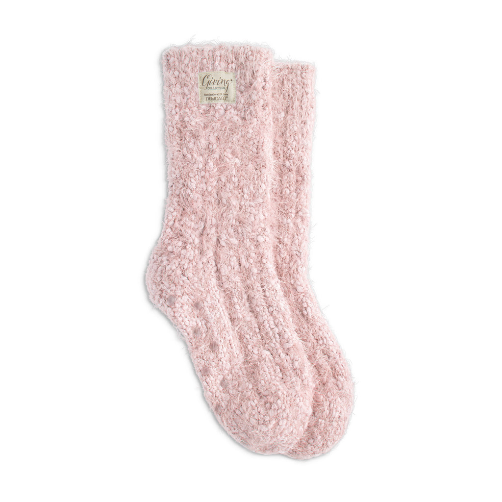 Cream Women's Fuzzy Giving Socks with Grippers