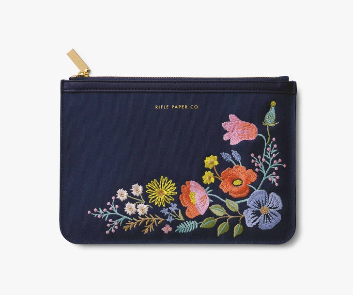 Bramble Embroidered Everyday Pouch