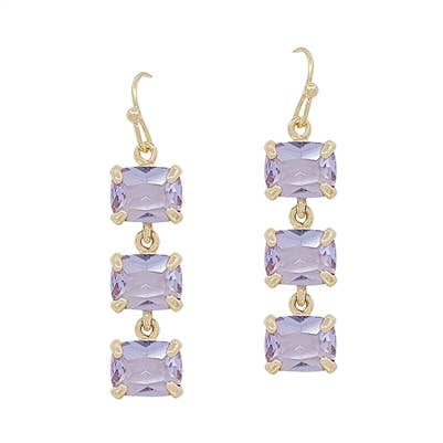 Lavender Crystal 3 Drop 1.75" Earring