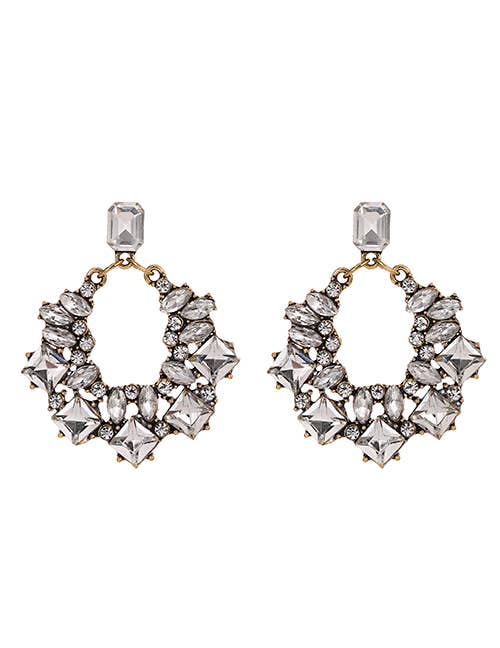 Silver Morgan Swarovski Jeweled Art Deco Earrings