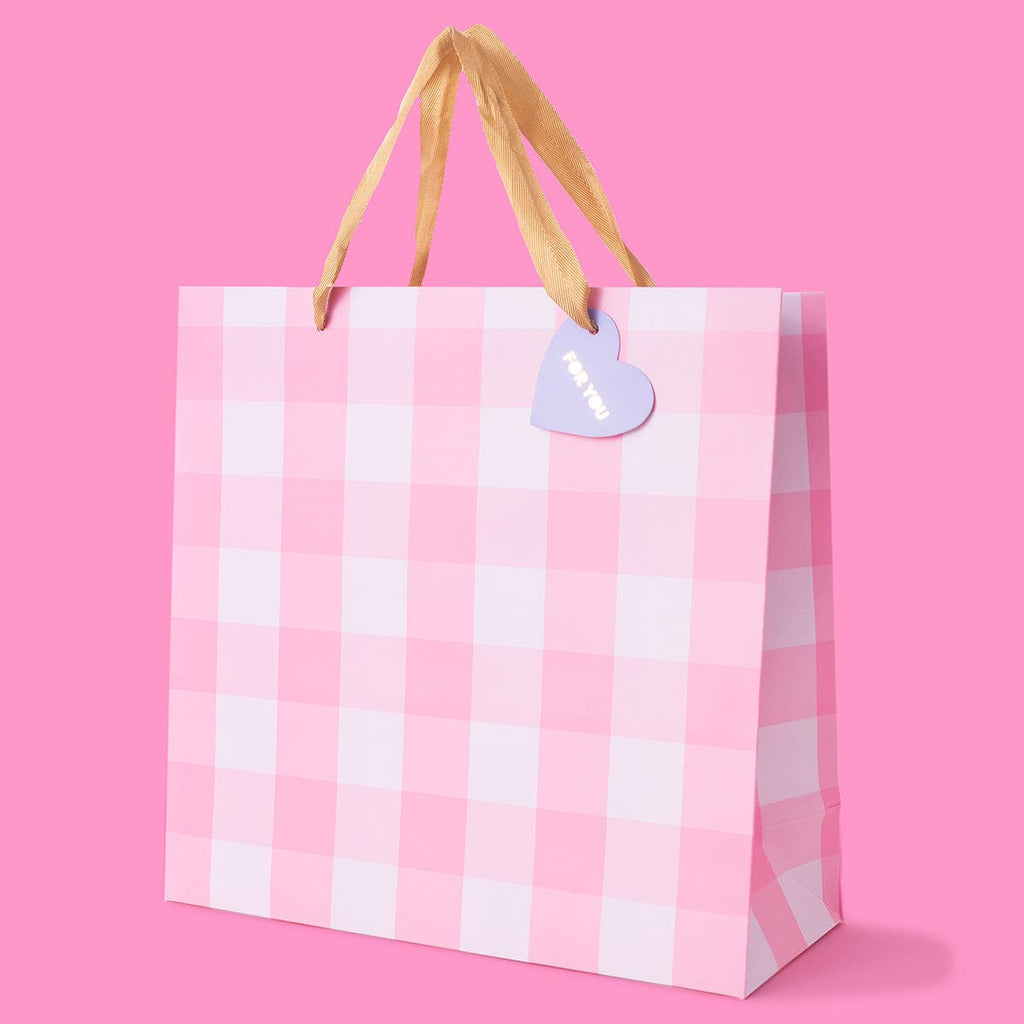 Light Pink Gingham Gift Bags: Large