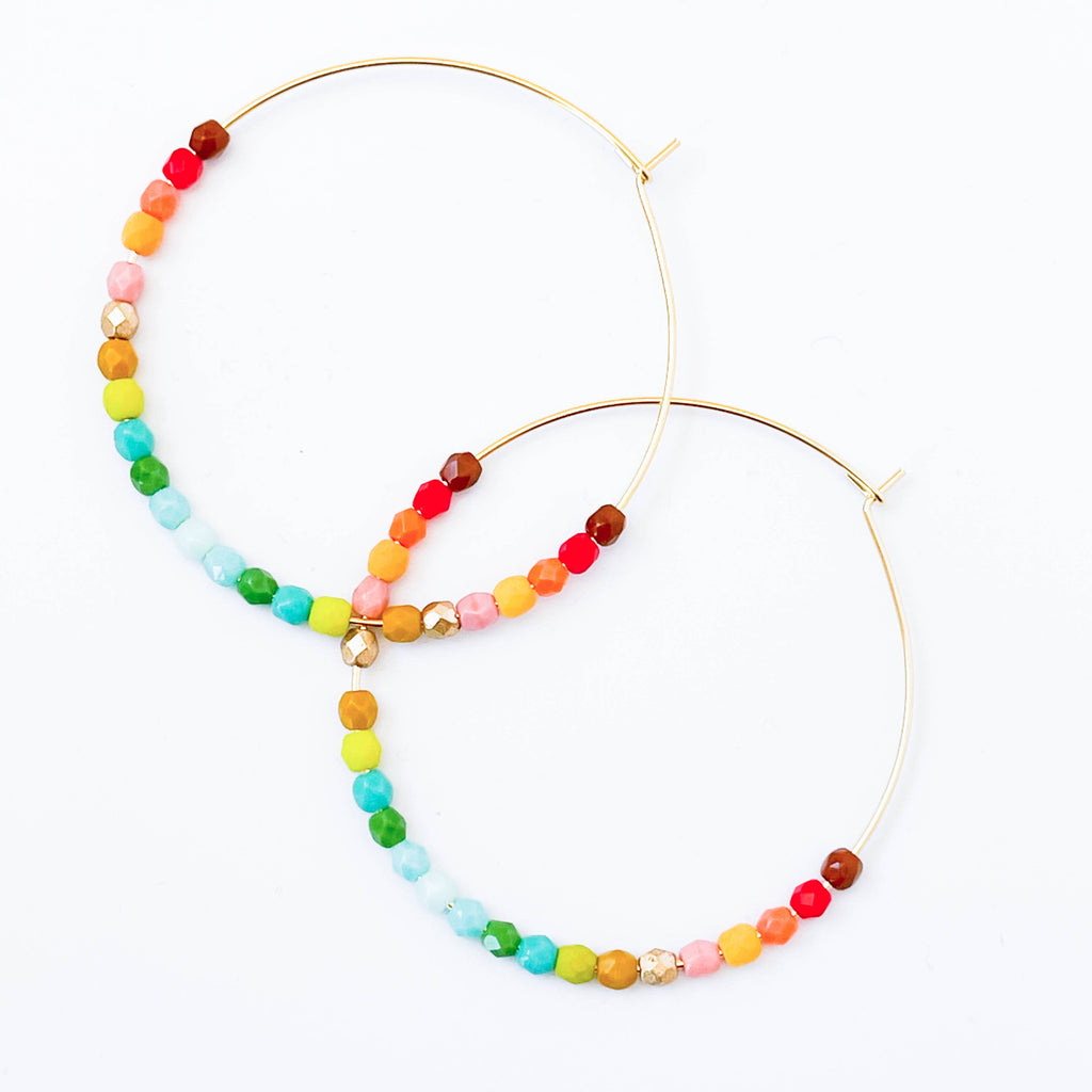 Large Ombre Beaded Hoops